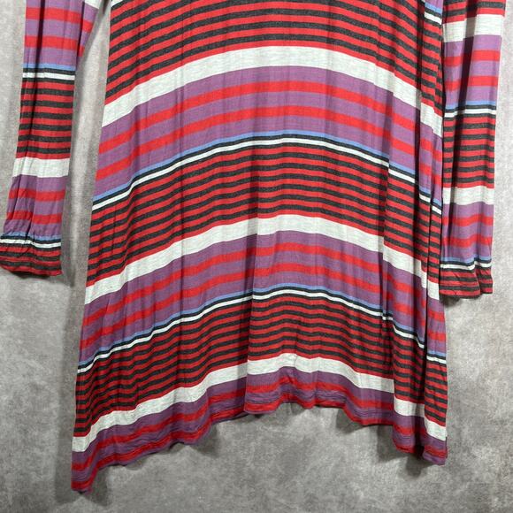 Anthropologie Maeve Swing Dress Womens M Purple Striped Turtleneck Knee Length - Picture 4 of 9